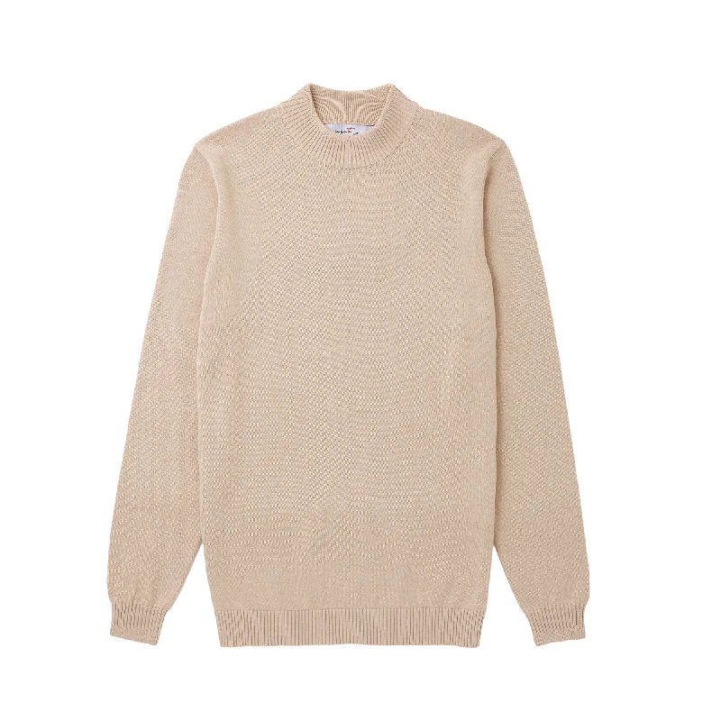 Deal of the Day Long Sleeve Mock Neck Sweater by Lorenzo Franco - Sand