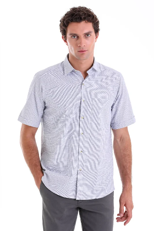 Quick Deals Regular Fit Plaid Cotton Blend Beige Dress Shirt