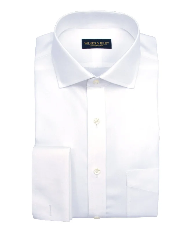 Savings Alert Slim Fit White English Spread Collar French Cuff Supima® Cotton Non-Iron Pinpoint Dress Shirt Savings Alert Slim Fit White English Spread Collar French Cuff Supima® Cotton Non-Iron Pinpoint Dress Shirt