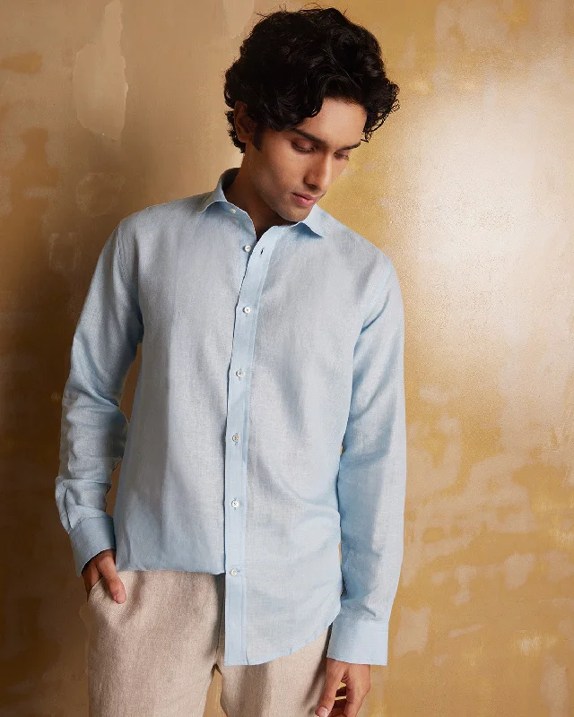 Weekend Savings Galore Soft Washed Linen Shirt - Light Blue
