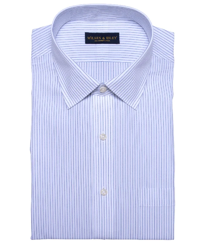 Fantastic Offers Classic Fit White Ground Blue Stripe Spread Collar Supima® Cotton Non-Iron Broadcloth Fantastic Offers Classic Fit White Ground Blue Stripe Spread Collar Supima® Cotton Non-Iron Broadcloth