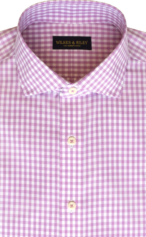 The Best Deal Slim Fit Pink Gingham English Spread Collar Supima® Cotton Non-Iron Broadcloth Dress Shirt The Best Deal Slim Fit Pink Gingham English Spread Collar Supima® Cotton Non-Iron Broadcloth Dress Shirt