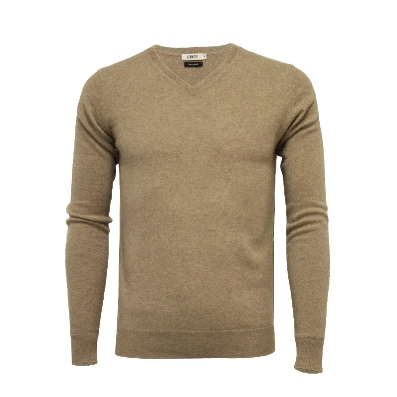 Act Fast Cashmere V Neck Sweater Camel