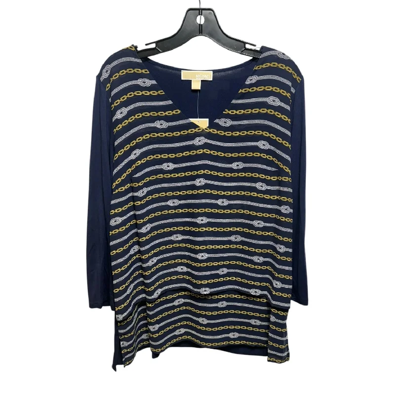 Time-Limited Offer Top Long Sleeve By Michael By Michael Kors In Blue & Gold, Size: L