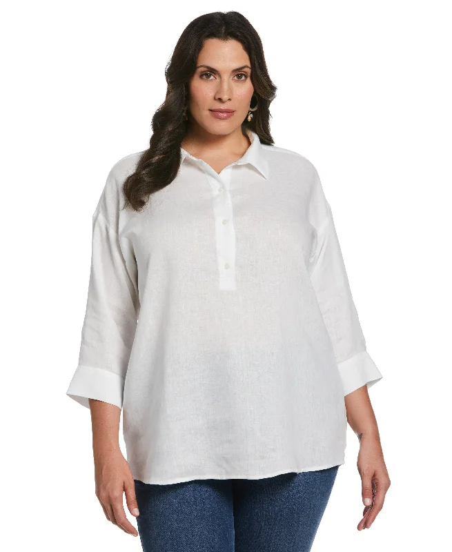 Weekend Deals That Sparkle Plus Size Popover Linen Shirt