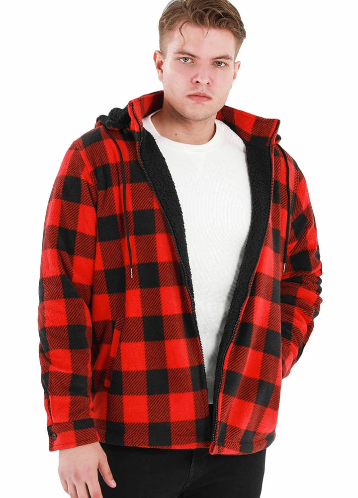 Limited Offer Men's Matching Family Fleece Buffalo Red Plaid Shirt Jacket