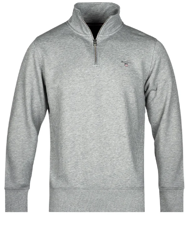 Last Chance Original Sweatshirt mit halbem Reißverschluss Grau Melange