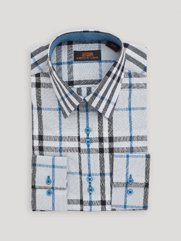 Buy More, Save More The Tartan III Dress Shirt | Regular Barrel Cuff & Classic Collar | Steel Blue