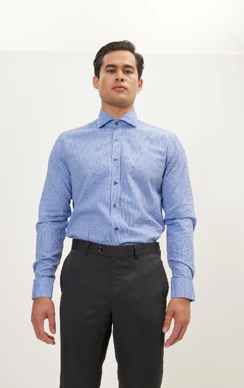 Weekend Deals That Excite Jacquard Cotton Tonal Button Dress Shirt - Blue