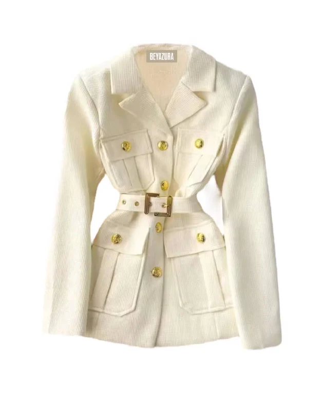 Weekend Deals to Brighten Your Day Double Breasted Gold Buttoned Blazer Coat