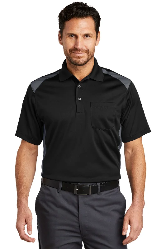 Buy More, Save More CornerStone Mens Select Moisture Wicking Short Sleeve Polo Shirt w/ Pocket - Black/Charcoal Grey Buy More, Save More CornerStone Mens Select Moisture Wicking Short Sleeve Polo Shirt w/ Pocket - Black/Charcoal Grey