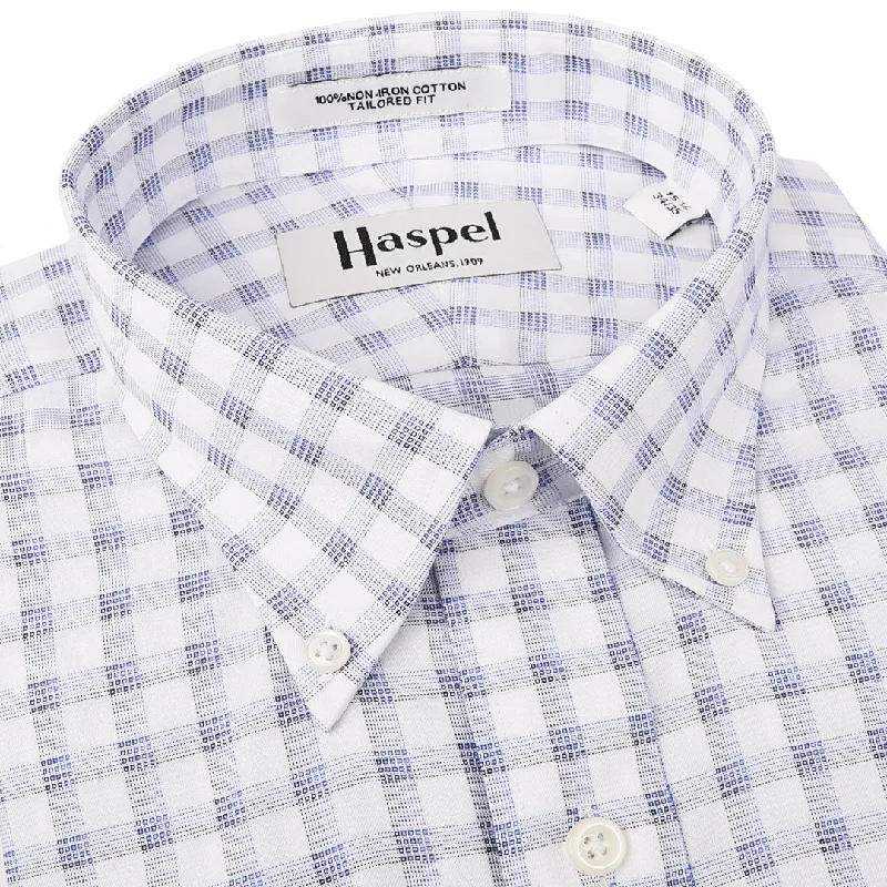 Major Savings Henry White Ground Box Plaid Button Down Trim Fit Dress Shirt
