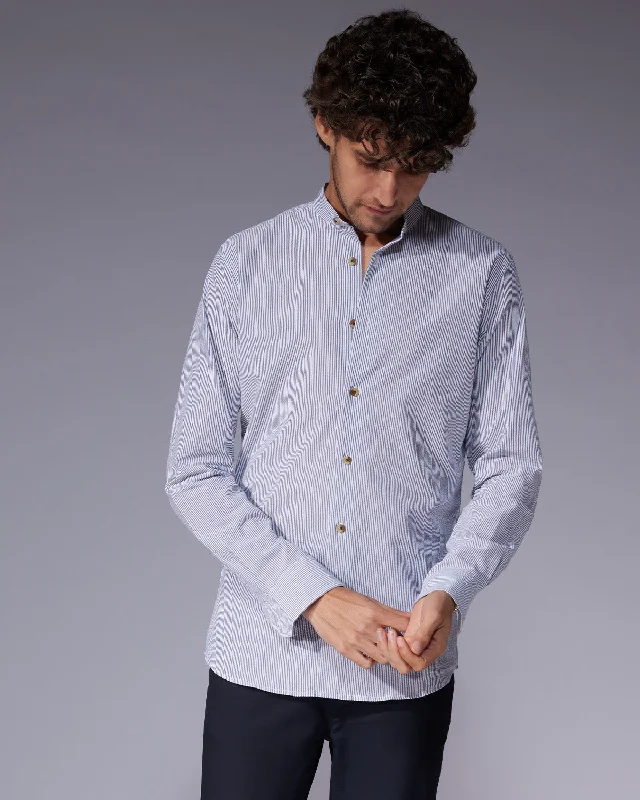 Weekend Offers That Amaze Seersucker Striped Shirt - Grey & White