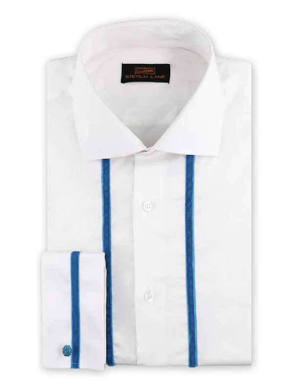 Weekend Savings Delight Velvet Tuxedo Dress Shirt | Blue