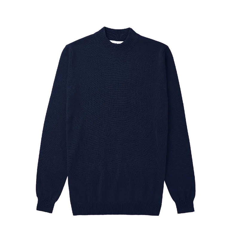 Instant Deal Long Sleeve Mock Neck Sweater by Lorenzo Franco - Cobalt