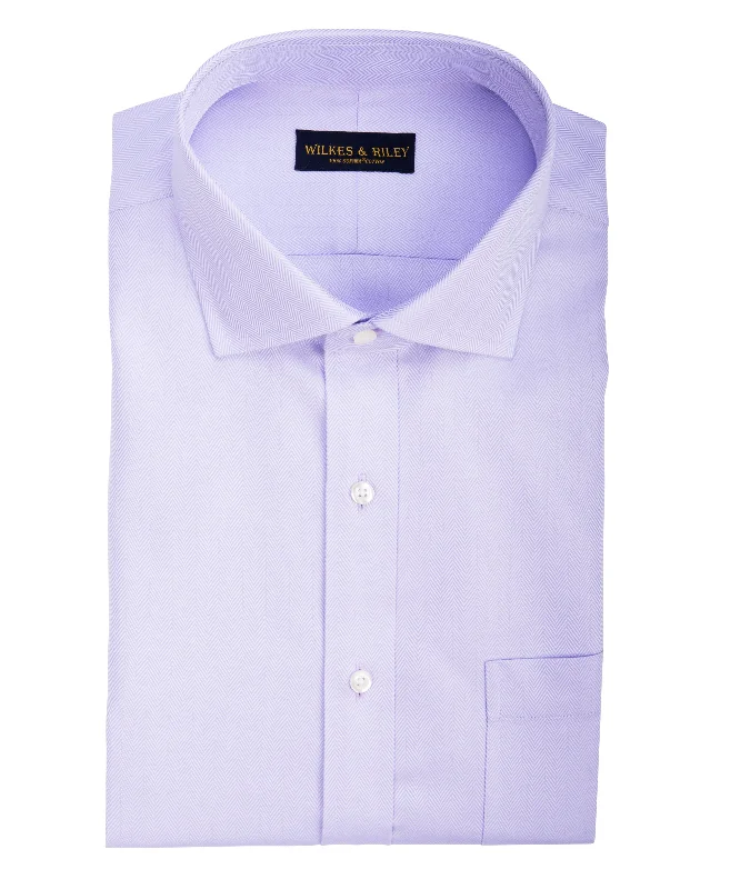 Year-End Sale Tailored fit Lavendar Herringbone English Spread Collar Supima® Cotton Non-Iron Dress Shirt Year-End Sale Tailored fit Lavendar Herringbone English Spread Collar Supima® Cotton Non-Iron Dress Shirt