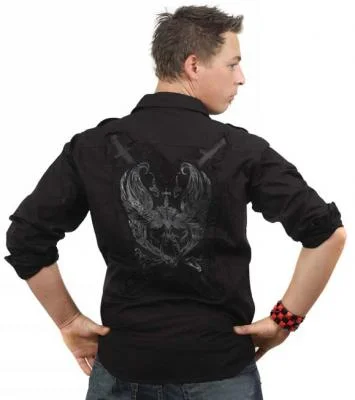 Cash Savings Mens Longsleeve Black cotton Shirt with print