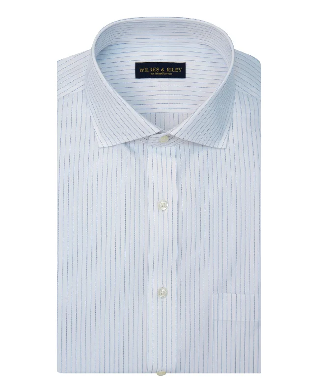 Big Discounts Slim Fit Blue/ Navy Alternating Stripe English Spread Collar Supima® Cotton Non-Iron Broadcloth Dress Shirt Big Discounts Slim Fit Blue/ Navy Alternating Stripe English Spread Collar Supima® Cotton Non-Iron Broadcloth Dress Shirt