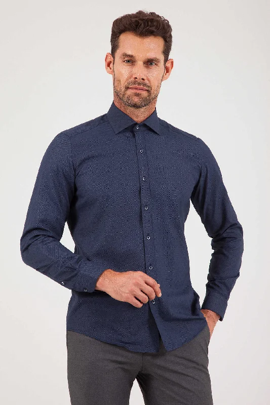 Weekend Deals That Sparkle Slim Fit Long Sleeve Printed Cotton Blend Dress Shirt, Navy B2 Weekend Deals That Sparkle Slim Fit Long Sleeve Printed Cotton Blend Dress Shirt, Navy B2