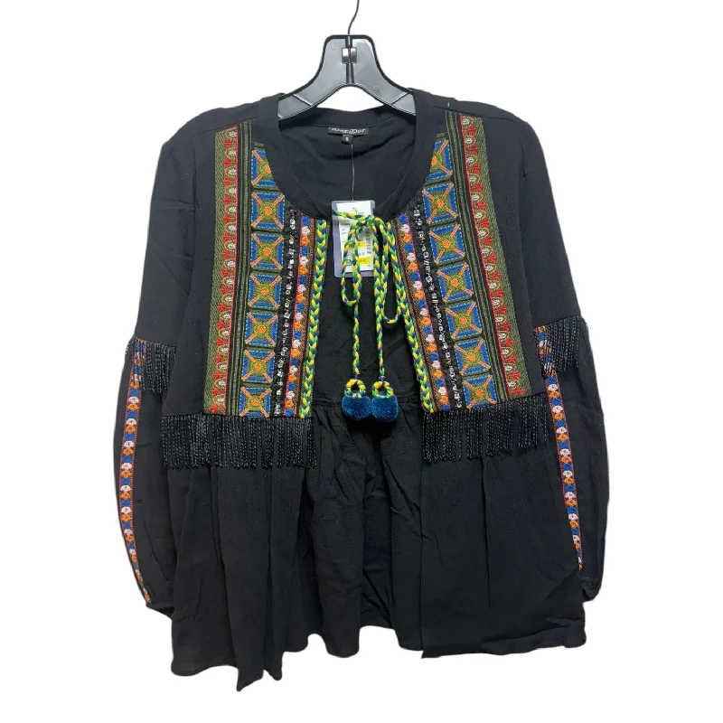 Weekend Deals That Wow Tie Front Fringed Open Cardigan By DorDor Couture In Multi-colored, Size: S