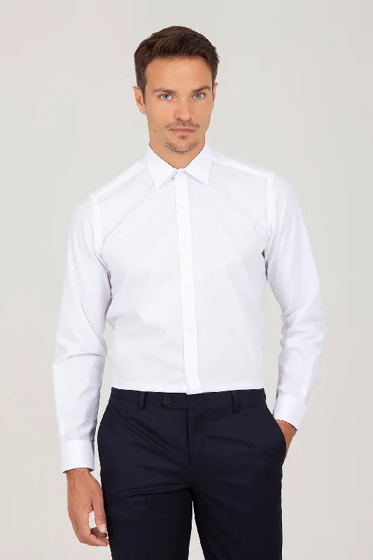 Online Only Regular Fit 100% Cotton Long Sleeve White Dress Shirt
