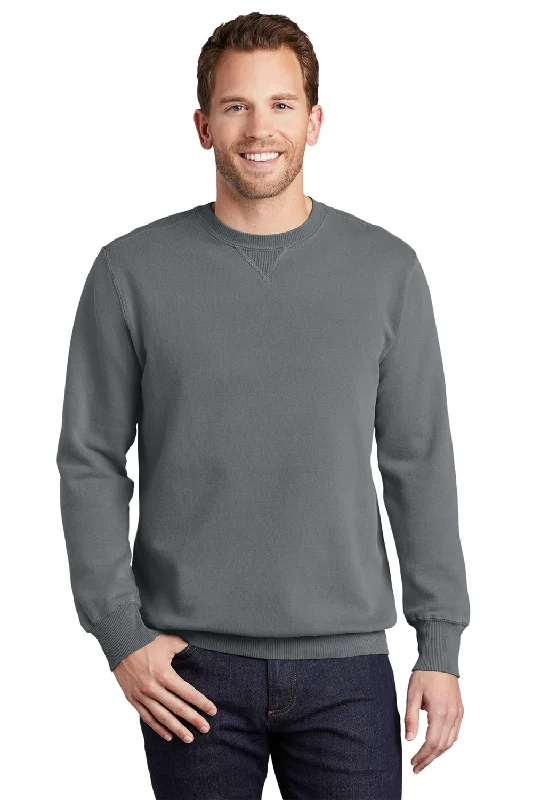 Markdown Sale Port & Company Mens Beach Wash Fleece Crewneck Sweatshirt - Pewter Grey