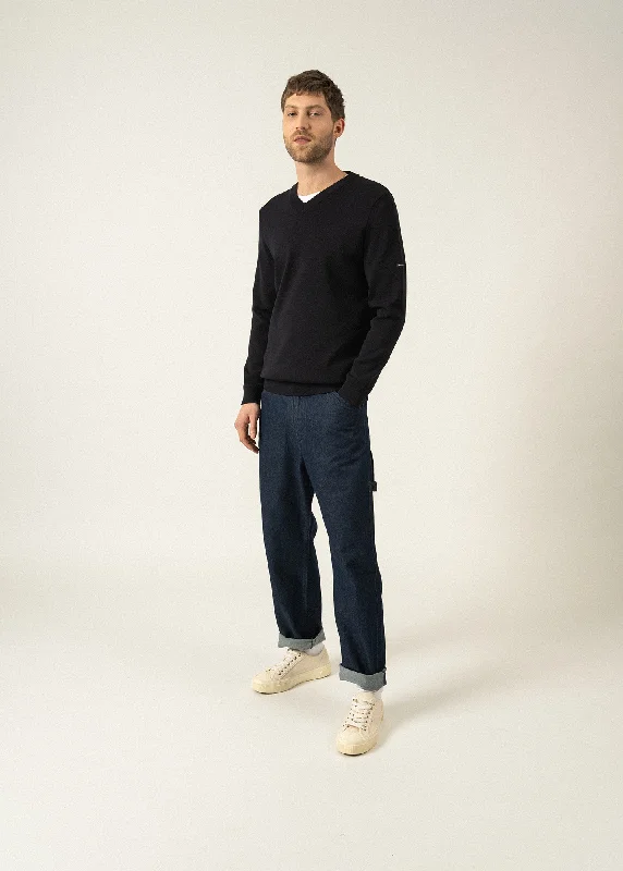 Instant Discount Cuirassé V neck jumper - in soft wool (NAVY)