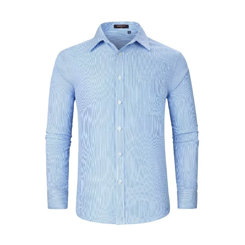 Low Prices Men's Casual Long Sleeve Striped Shirt - BLUE