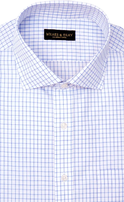 Bonus Savings Tailored Fit Blue Large Check English Spread Collar Supima® Cotton Non-Iron Broadcloth Dress Shirt Bonus Savings Tailored Fit Blue Large Check English Spread Collar Supima® Cotton Non-Iron Broadcloth Dress Shirt