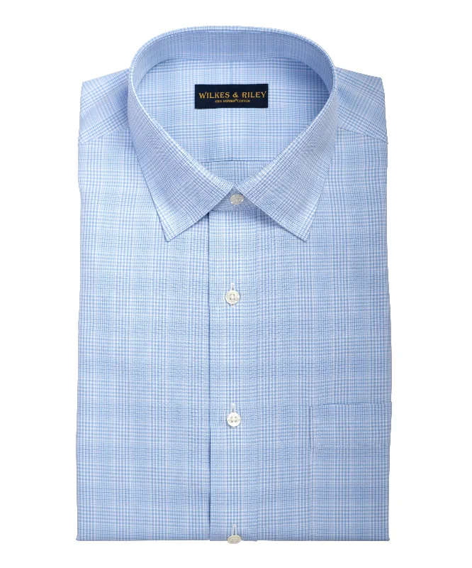 Weekend Discounts You Deserve Slim Fit Light Blue Glen Plaid Spread Collar Supima® Cotton Non-Iron Broadcloth Dress Shirt Weekend Discounts You Deserve Slim Fit Light Blue Glen Plaid Spread Collar Supima® Cotton Non-Iron Broadcloth Dress Shirt