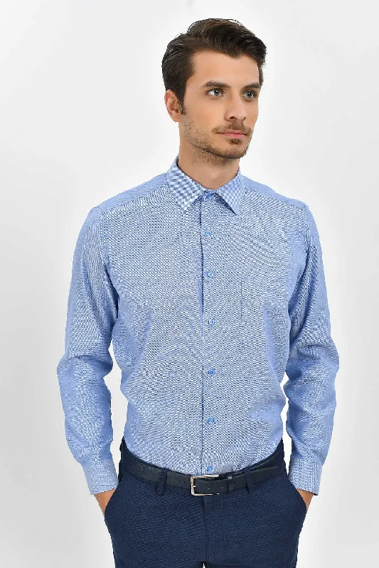 Deep Discounts Classic Fit Long Sleeve Cotton Blend Dark Blue Dress Shirt
