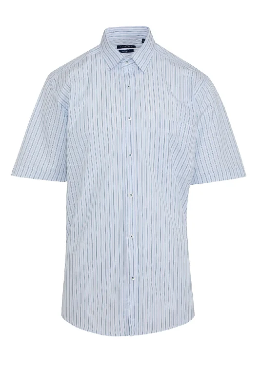 Your Weekend, Your Savings Classic Fit Short Sleeve Striped Cotton Green Dress Shirt