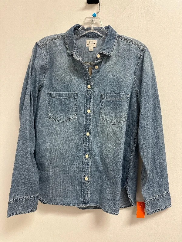 Weekend Savings Sensation Blouse Long Sleeve By J. Crew In Blue Denim, Size: M