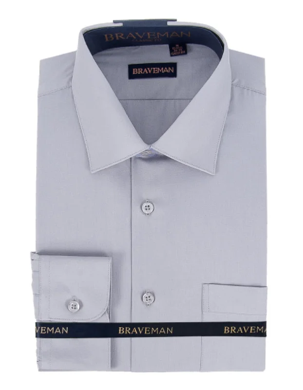 Super Bargain Mens Slim Fit Dress Shirt in Light Grey