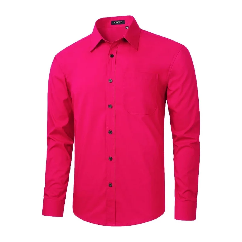 Weekend Bargains to Love Men's Dress Shirt with Pocket - HOT PINK