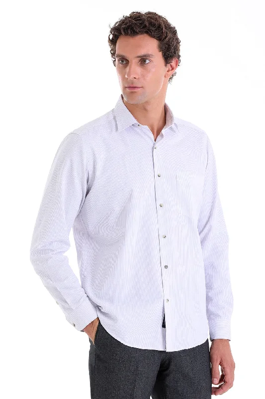 Season Finale Sale Regular Fit Lilac Pinstriped Cotton Blend Dress Shirt