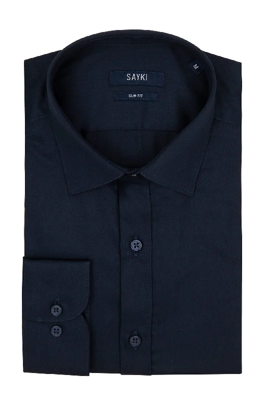 Weekend Offers That Shine Slim Fit 100% Cotton Navy Dress Shirt