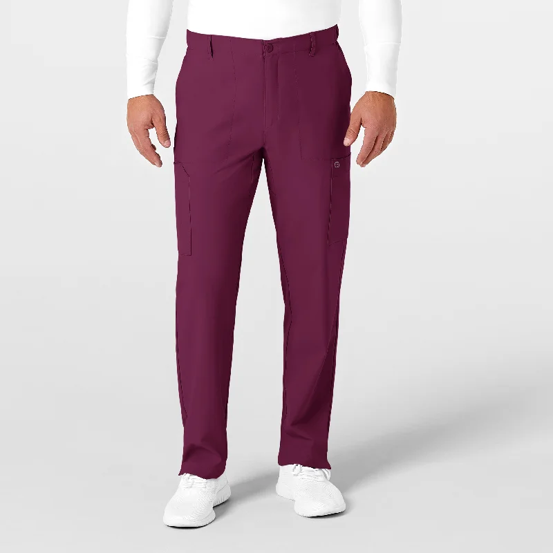 Savings Spectacular W123 Men's Flat Front Cargo Scrub Pant - Wine