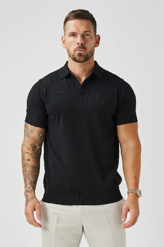 The Best Prices OPEN COLLAR POLO - BLACK
