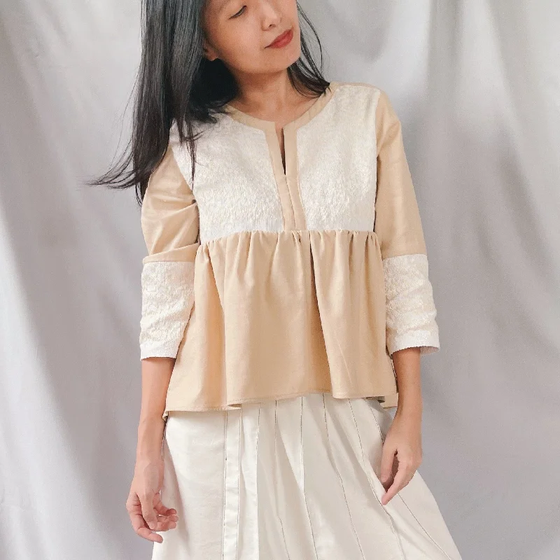 Stock Clearance Gabi Blouse in Beige