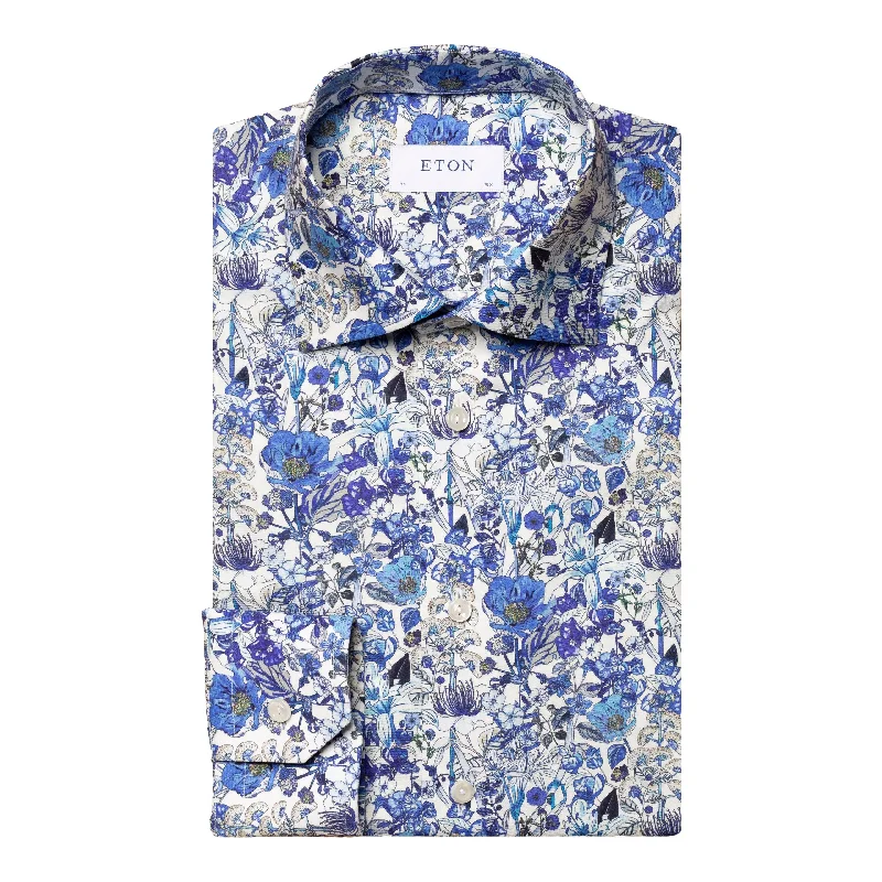 Weekend Discounts to Grab Slim Fit - Floral Print Signature Twill Shirt