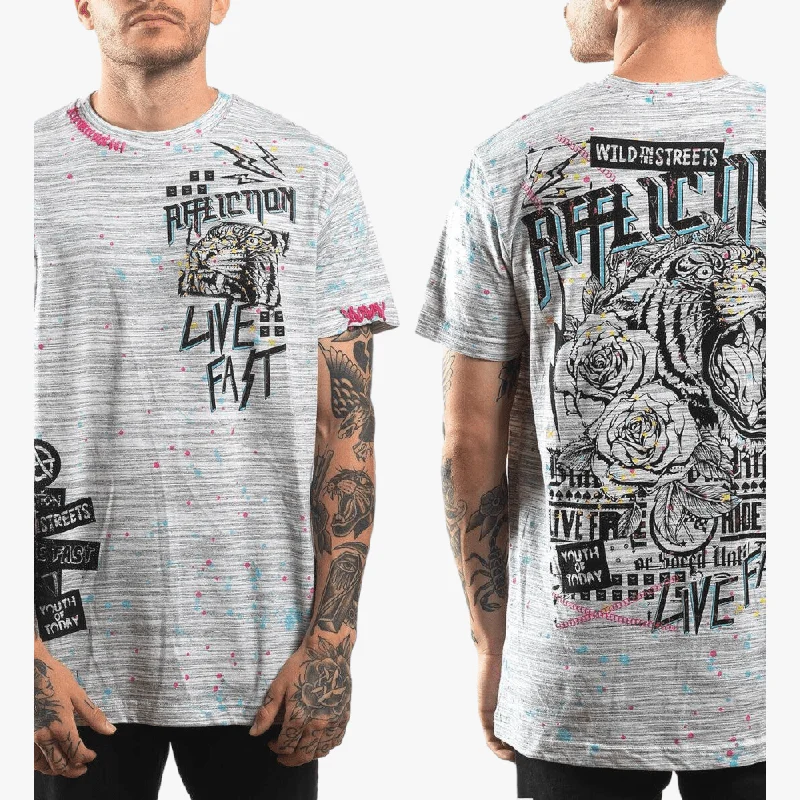 Today Only Affliction Mens Blactop Short Sleeve Tee White Grey