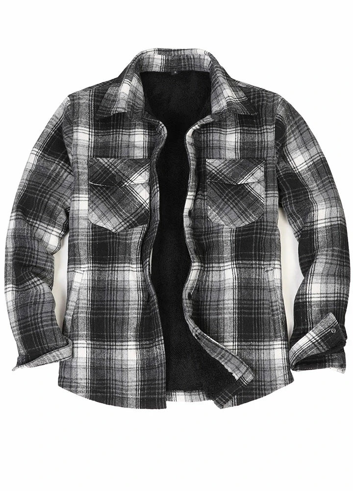 One-Day Only Men's Matching Family Black White Plaid Thick Flannel Jac