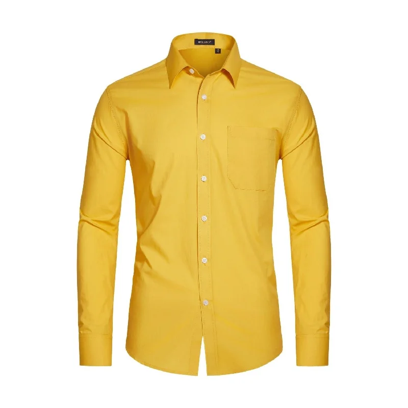 Year-End Clearance Men's Dress Shirt with Pocket - Y-BRIGHT YELLOW