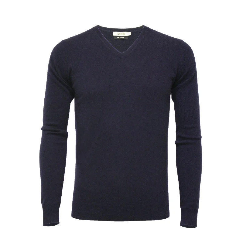 Final Clearance Cashmere V Neck Sweater Dark Navy