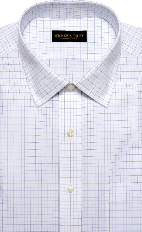 Weekend Savings Fiesta Tailored Fit White Ground Navy / Lt Blue Tattersall Spread Collar Supima® Cotton Non-Iron Broadcloth Weekend Savings Fiesta Tailored Fit White Ground Navy / Lt Blue Tattersall Spread Collar Supima® Cotton Non-Iron Broadcloth