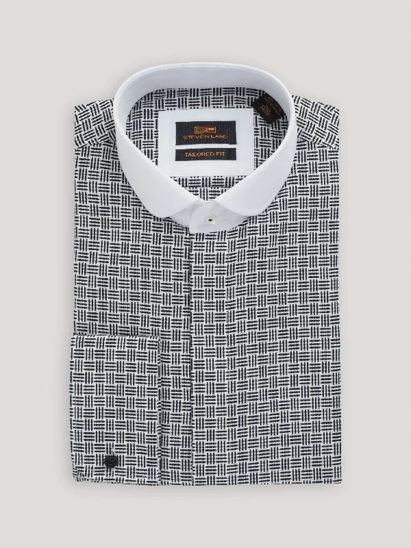 Members Only The Alder Dress Shirt |Rounded French Cuff & Club Collar | Black