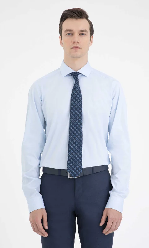 Don't Wait Regular Fit Long Sleeve Cotton Ice Blue Dress Shirt