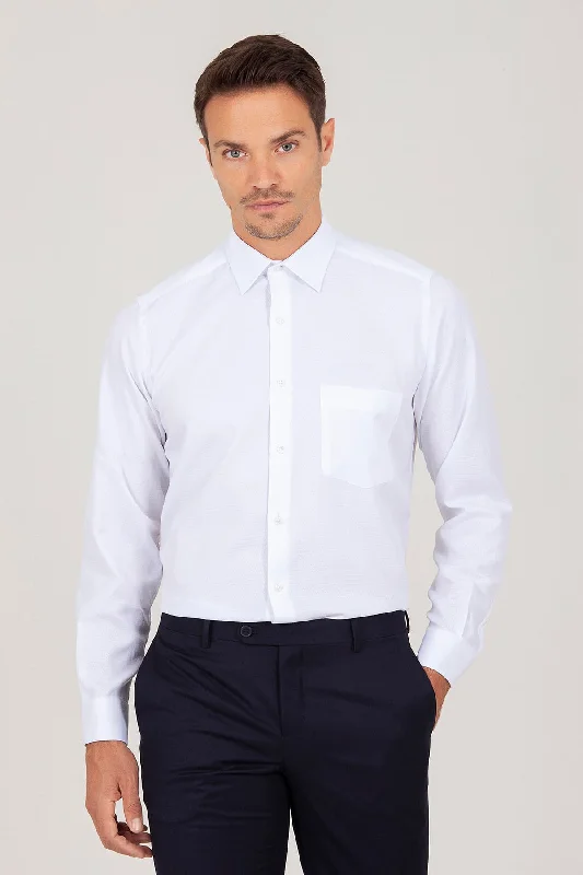 Weekend Offers That Thrill Classic Fit Long Sleeve Cotton Blend White Dress Shirt