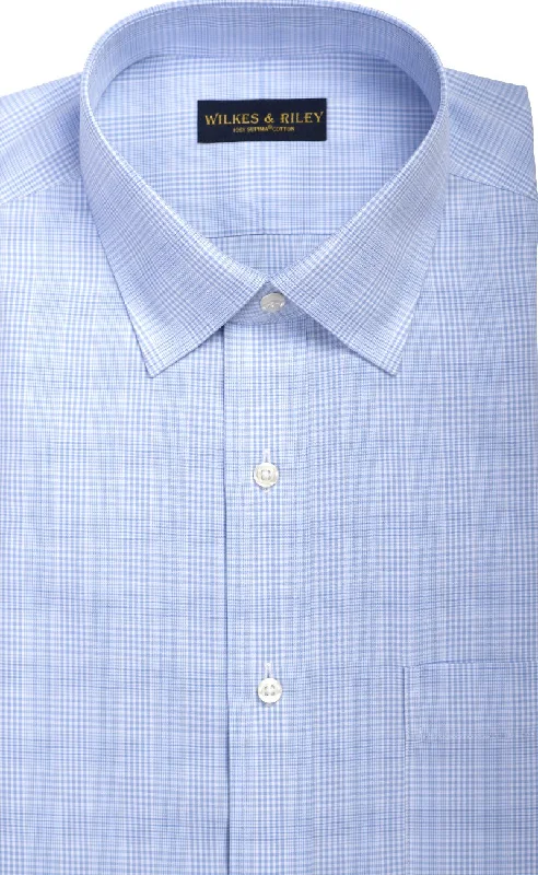 Great Deals Tailored Fit Light Blue Glen Plaid Spread Collar Supima® Cotton Non-Iron Broadcloth Dress Shirt Great Deals Tailored Fit Light Blue Glen Plaid Spread Collar Supima® Cotton Non-Iron Broadcloth Dress Shirt